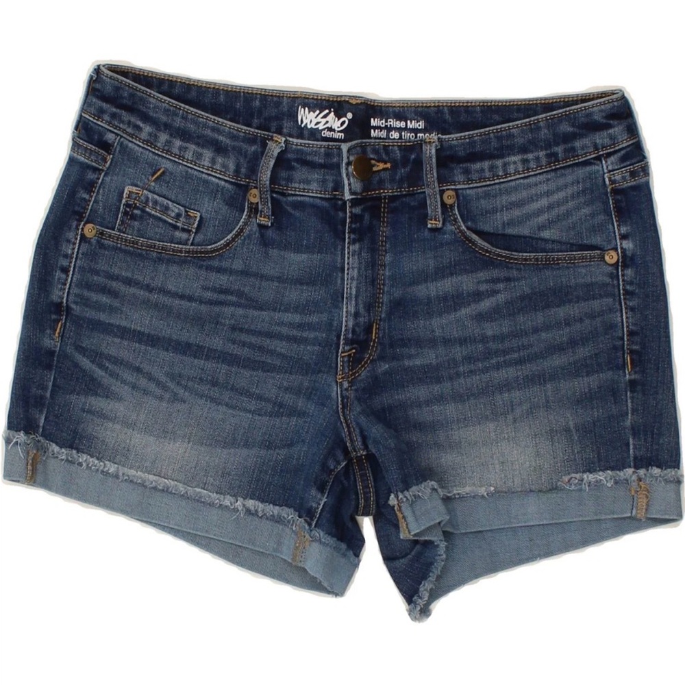 Mossimo Supply Co. Dark Blue Mid-Rise Rolled Hem Denim Shorts